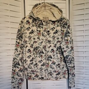 Disney Vintage Style Mickey And Friends Graphic Zip-Up Hoodie Large
